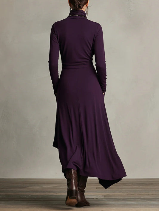 Arielle | Vestido retro Asimétrico de Cuello Alto
