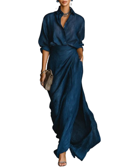 Céleste | Conjunto Elegante de Blusa y Falda Maxi