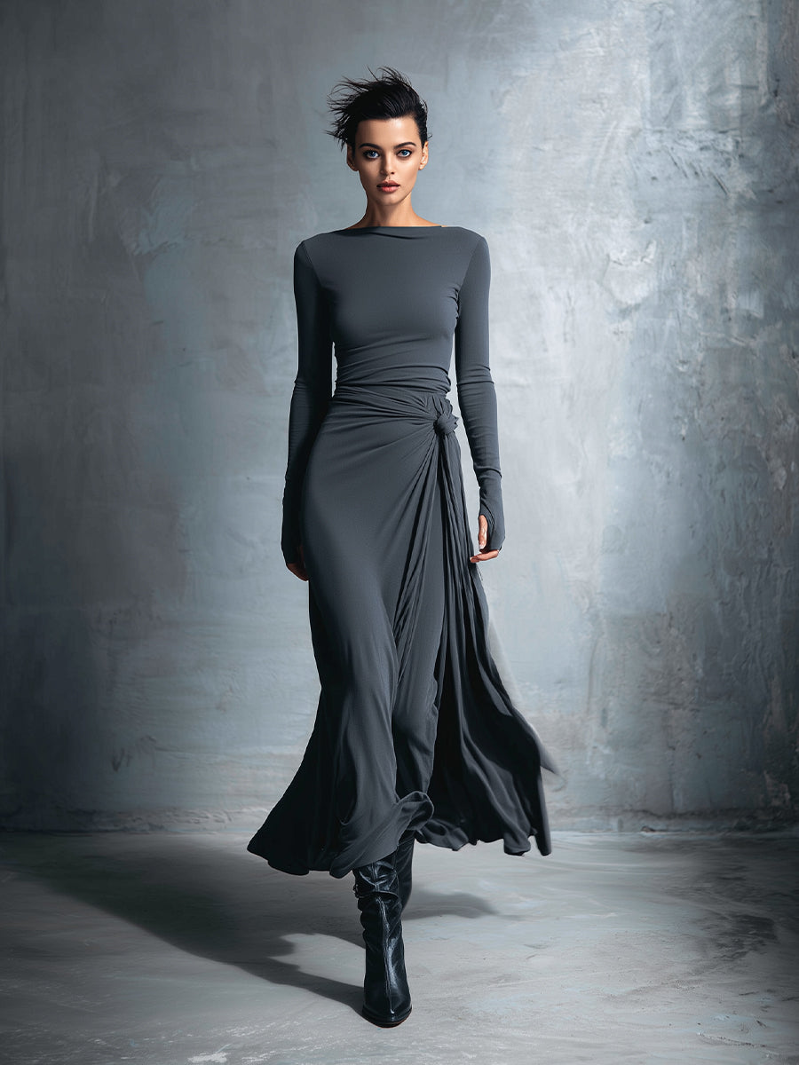 Naomie | Vestido Maxi Cruzado con Nudo
