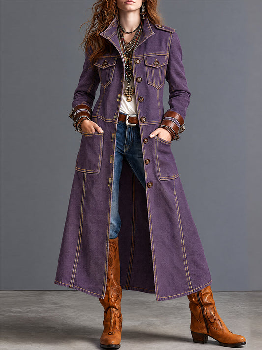Abrigo Guardapolvo vaquero retro Morado de Mezclilla