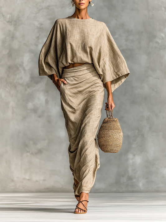 Paule | Conjunto de Falda y Blusa de Manga Larga