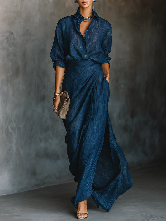 Céleste | Conjunto Elegante de Blusa y Falda Maxi