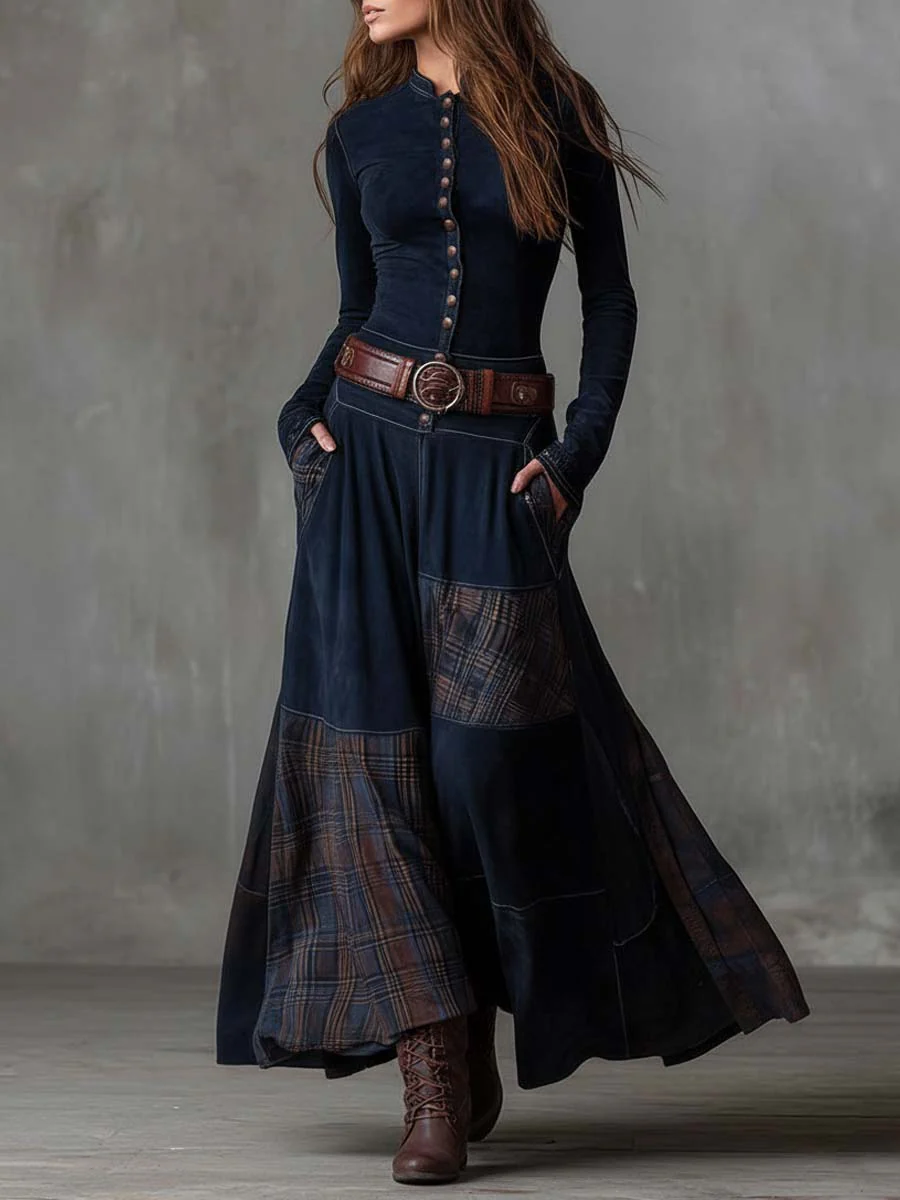 Élise | Vestido Maxi de Gamuza con Cinturón