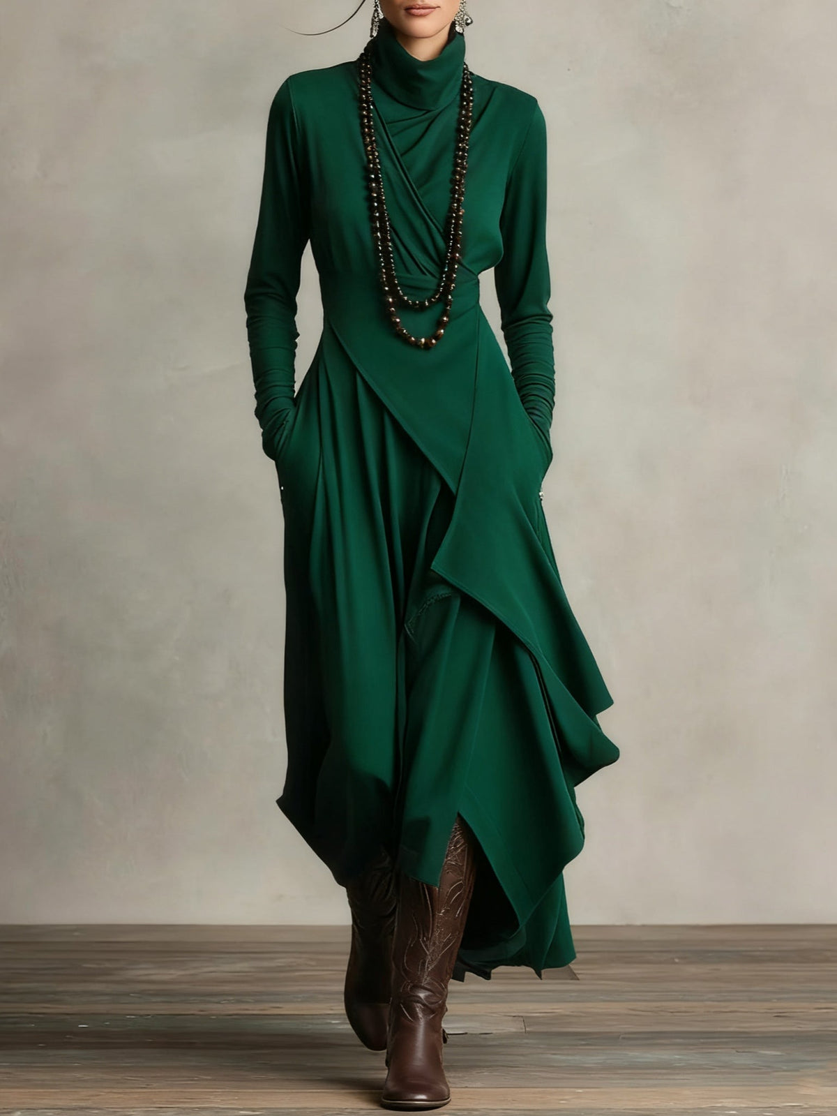 Arielle | Vestido retro Asimétrico de Cuello Alto